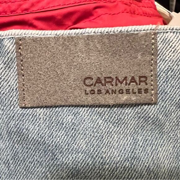 Carmar Mini Denim Skirt Button Fly Shredded Size 28 - Picture 3 of 8